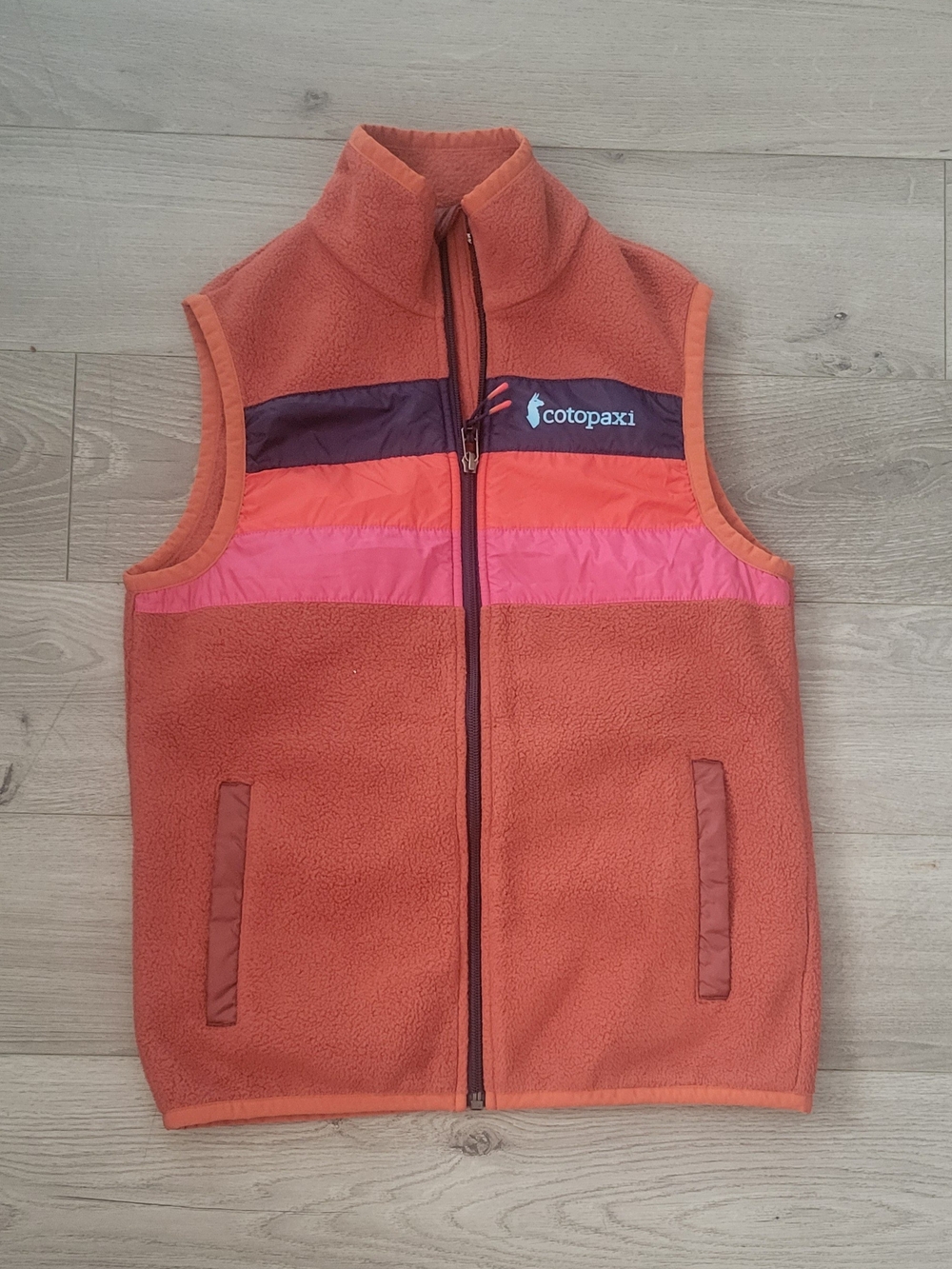 cotopaxi Orange/brown Fleece Vest with Pink and Purple Panels